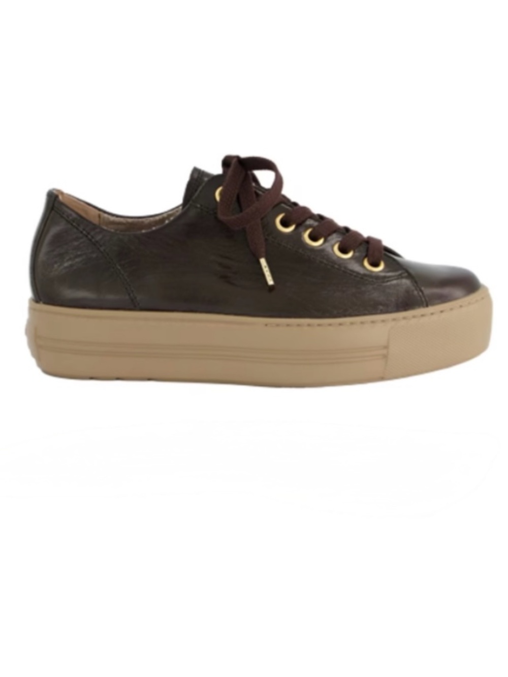BROWN PATENT leather sneakers. Never worn
